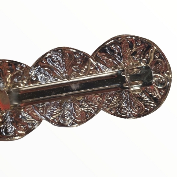 Silver Sand dollar pressed molded tin hair clip Barrette - Picture 9 of 9